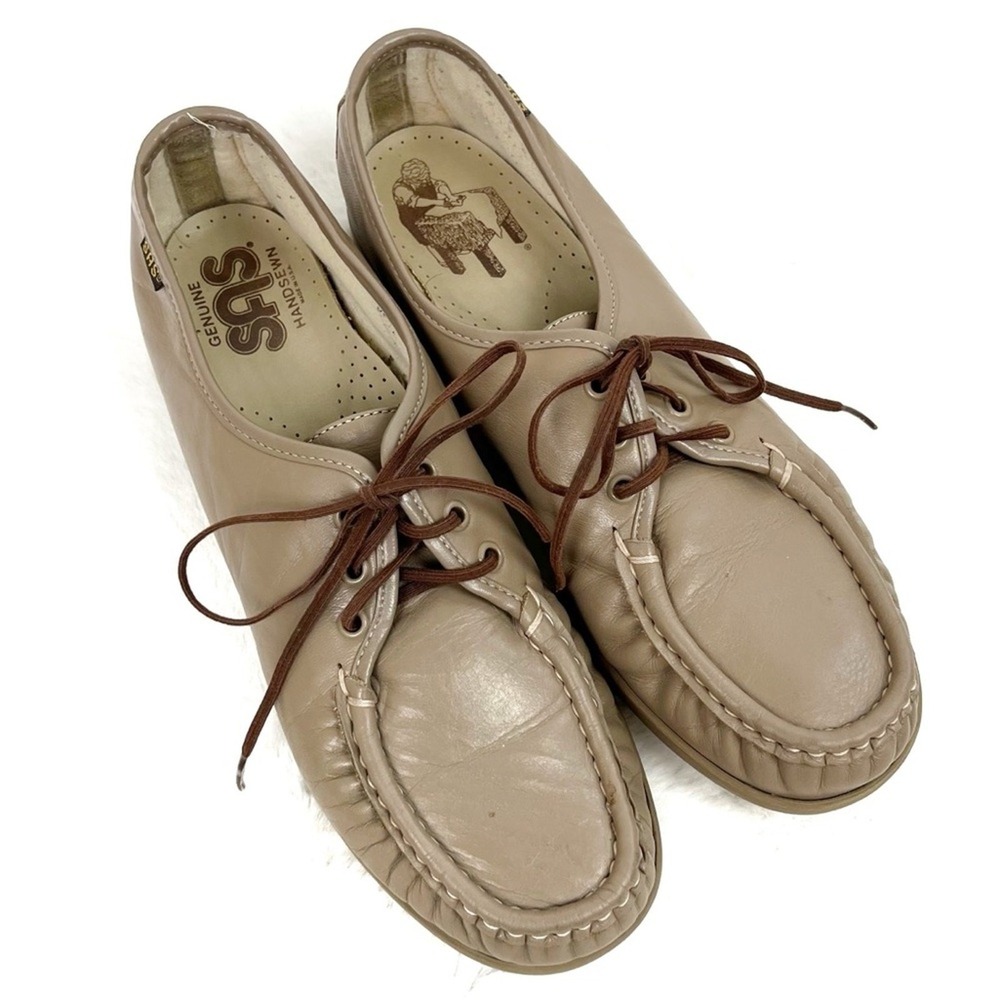 SAS Tripad Comfort Beige Leather Lace Up Loafers Shoes Women's US Size 10.5